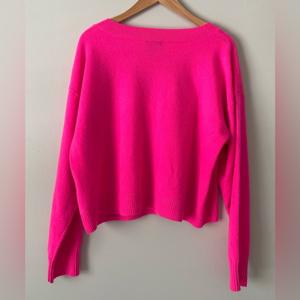 Aqua Womens Front Button Cashmere V-Neck Cardigan Sweater V10337 Neon Pink L - Picture 8 of 16